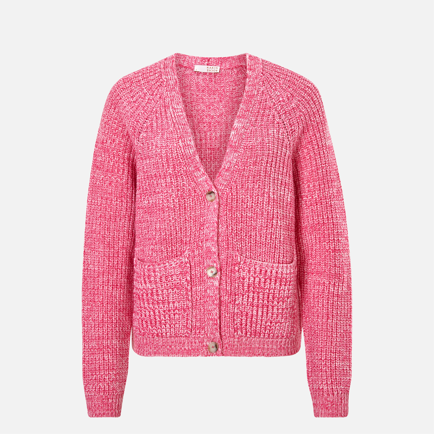 Karin Rocke v-neck cardigan in merino wool cardigans Pink Cream Mix