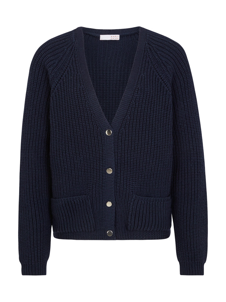 Karin Rocke v-neck cardigan in merino wool cardigans deep blue