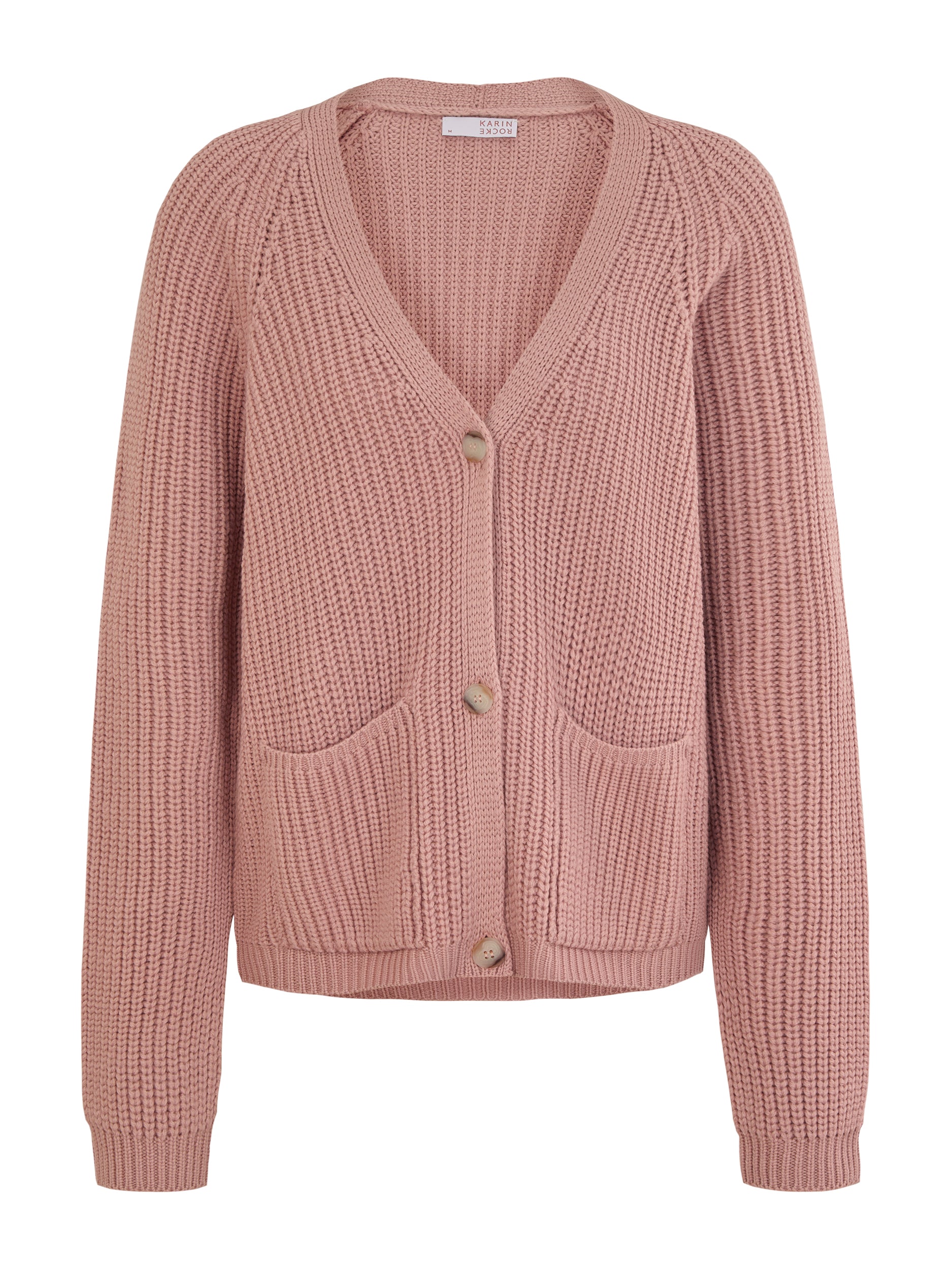 Karin Rocke v-neck cardigan in merino wool cardigans nude antic rose