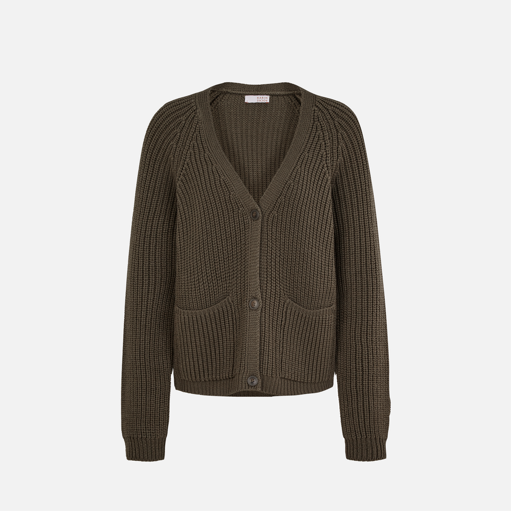 Karin Rocke v-neck cardigan in merino wool cardigans oliv