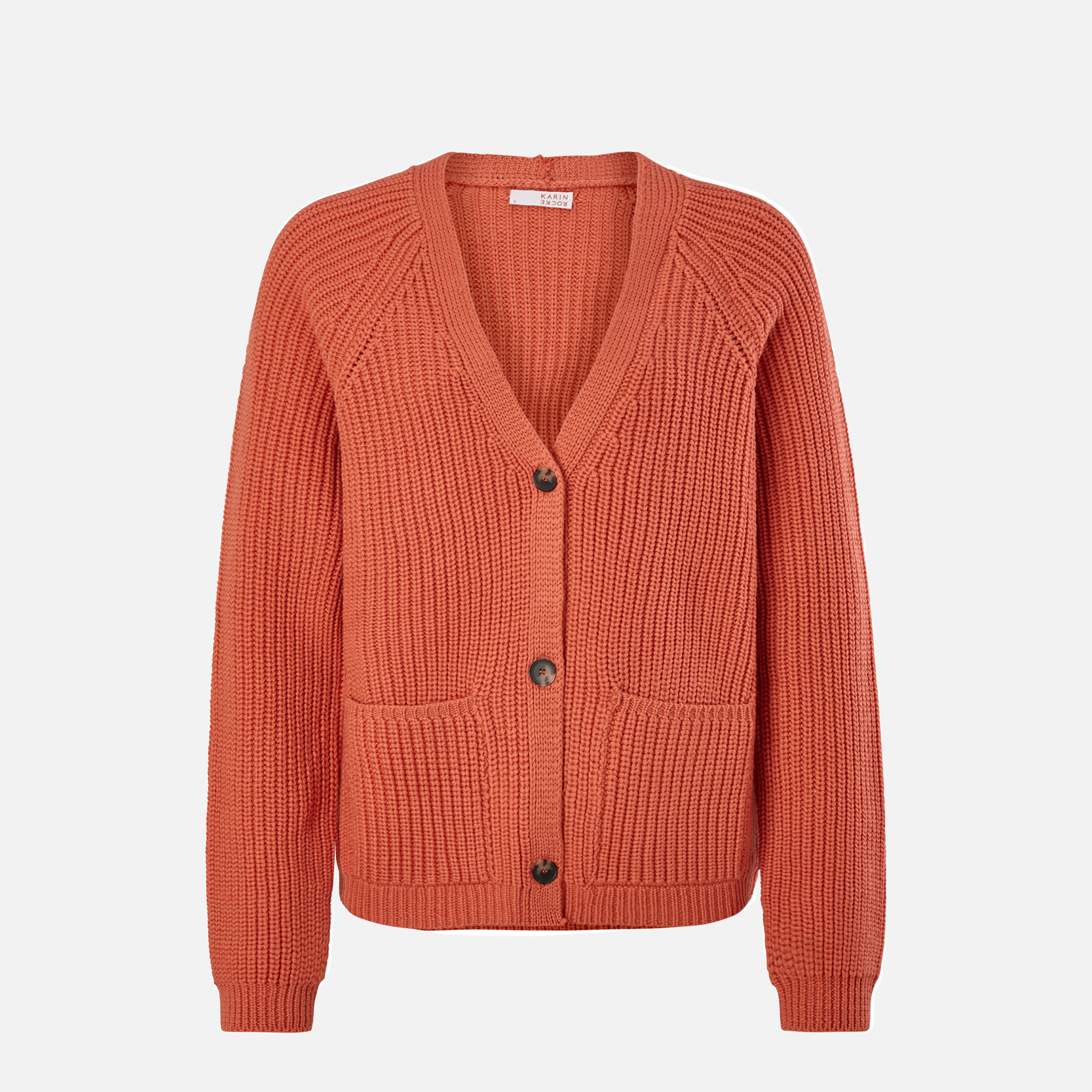 Karin Rocke v-neck cardigan in merino wool cardigans orange classique