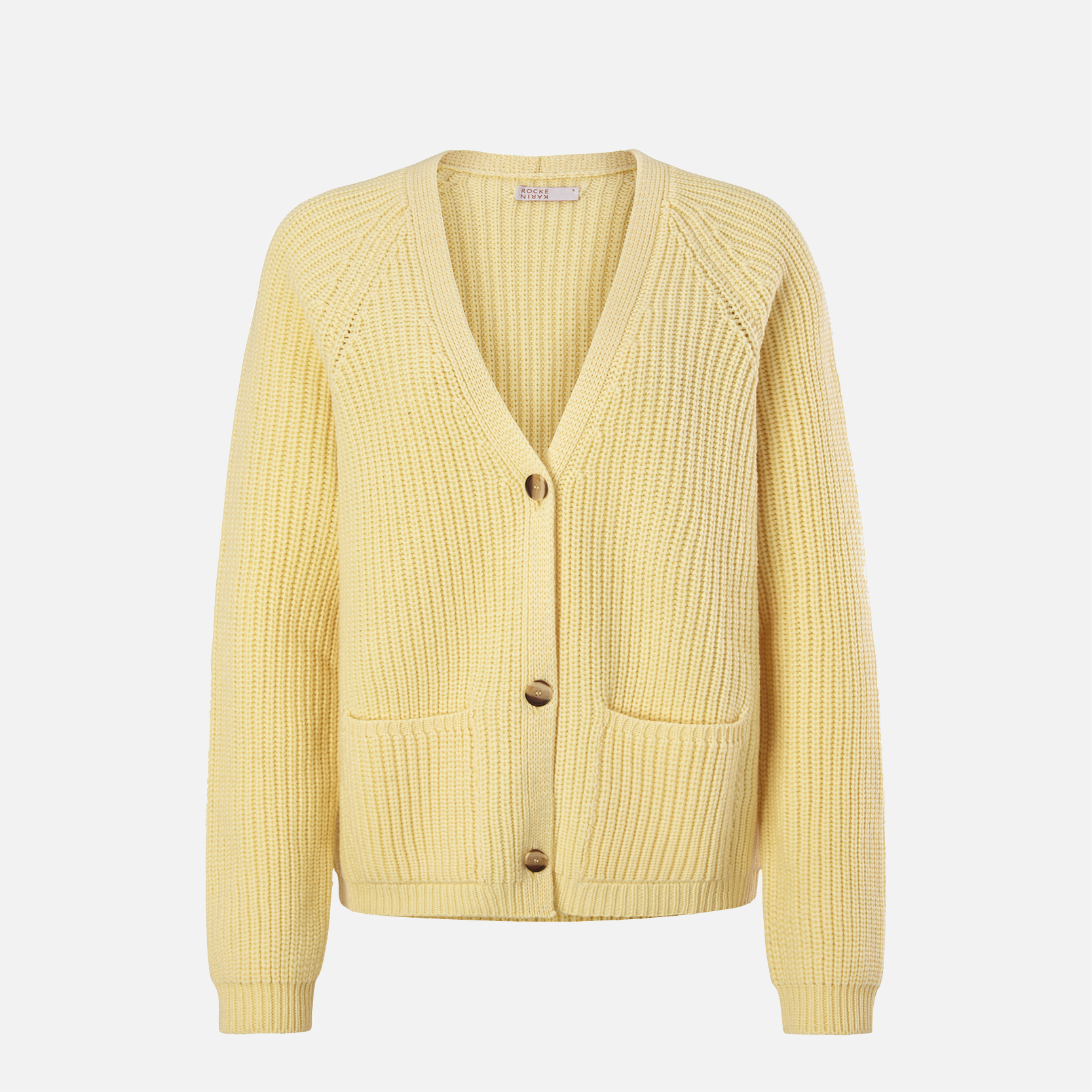 Karin Rocke v-neck cardigan in merino wool cardigans pale yellow